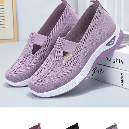 Shoes for mothers soft soles casual blue mesh shoes Women's shoes, breathable and comfortable in spring and summer