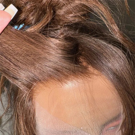 Mocha Brunette  Brown Lace Front Wig Long Wavy 13X4 HD  Lace Frontal Wig Synthetic Heat Resistant for Women Natural Hairline