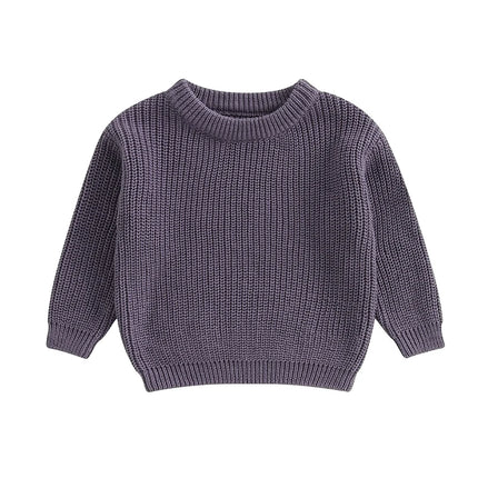 Autumn Winter Newborn Baby Girl Boy Knitted Long Sleeve Sweater Solid Loose Pullover Casual Tops Children Sweater Kids Clothes