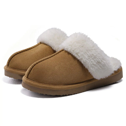 Kidmi Winter Women Fuzzy Slippers Classic Brand Fluffy House Shoes Indoor Warm Suede Cozy Slippers Casual Non-slip Cotton Shoes