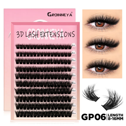 GROINNEYA DIY Lash Clusters 5D Fluffy Thick Cat Eye Lashes Extension Dramatic Mixed Tray Eyelash Long Lasting Lash Makeup