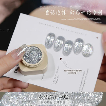 Colorful Nail Gel Holographic Opal Glitter Polish Multi-Color Sparkle Gel for Nail Art Professional Salon Gel with Diamond Shine