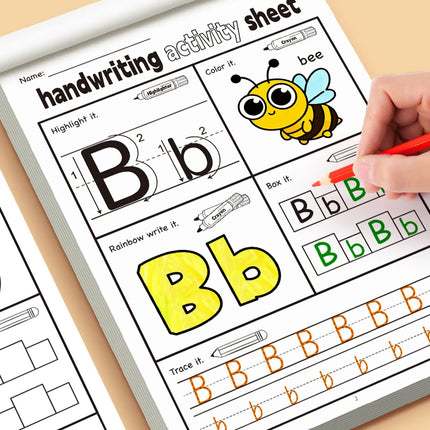 Fun Activity Copybook English Letter Handwriting Exercise Book Children's Containing Fun Illustrations 5 Types Interactive Games