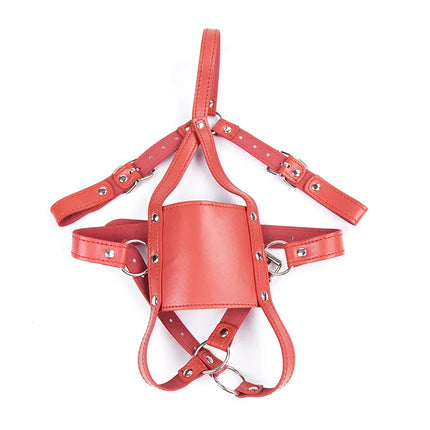 Adjustable Leather Mouth Gag Harness BDSM Bondage Slave Restraint Muzzle Gag Adult Game Sex Toy for Women Men Fetish Gear