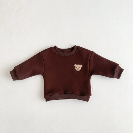 Children's Winter Round Neck 4 Color Korean Style Sweatshirt Children's Clothing Baby fleece-lined Boys and Girls Baby fleece-li