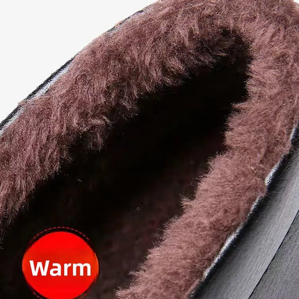 Men's Winter Thickened High-Top Cotton Shoes Warm Fleece Lined Leather Boots Anti-Slip Comfortable for Elderly And Dad