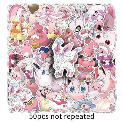 10/30/50PCS Pink Pokémon Anime Cartoon Sticker DIY Phone Laptop Luggage Skateboard Graffiti Decals Fun for Kid