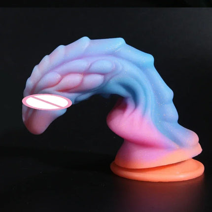 New Luminous Dildos Colourful Glowing Huge Penis G-spot Anal Butt Plug  Shaped Dragon Monster Dildo with Suction Cup Women Toys