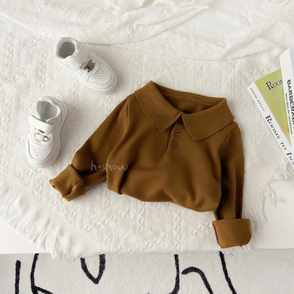 Boys And Girls Sweater Baby Children's Bottoming Shirt 2026 Spring And Autumn New All-match Polo Small Lapel Sweater