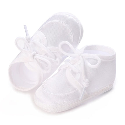 Newborn Baby's First Baptism Shoe: Newborn Boys and Girls' White Baptism Shoes Soft Sole Walking Shoes Multiple Styles-9CM/10CM