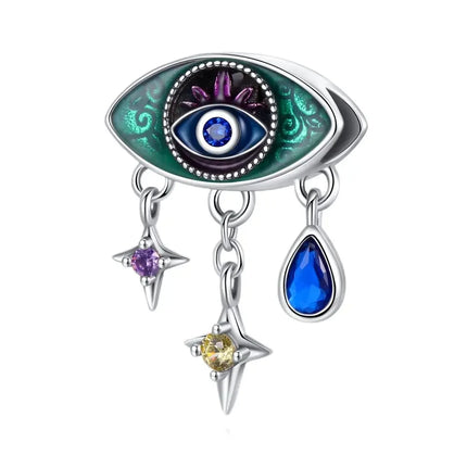 Ancient Egypt's 925 Sterling Silver Guardian Pharaoh&Devil's Eye&Pyramid Sphinx Dangle Charm Fit DIY Bracelet Necklaces Jewelry