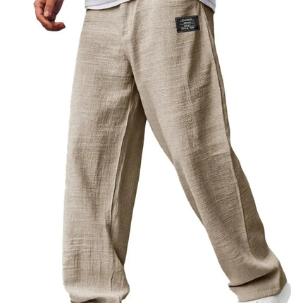 New Men's Beach Pants - Daily Versatile Outdoor Leisure Fitness Simple Cotton Hemp Texture Loose Long Pants for Spring and Summe