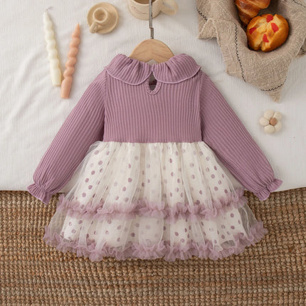 Autumn New Christmas Party Baby Girl Dress, Cute Polka Dot Children'S Clothing Suitable For Babies Aged 6 Months To 3 Years Old