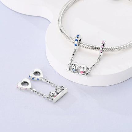 925 Sterling Silver Charms Mother Girl Boy Family Life Pendant Beads Fit Original Bracelet Necklace Diy Charm Women's Party Gift