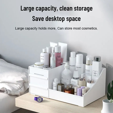 1pc White New Drawer Makeup Storage Box Dormitory Finishing Plastic Shelf Cosmetics Skin Care Dressing Table Desktop