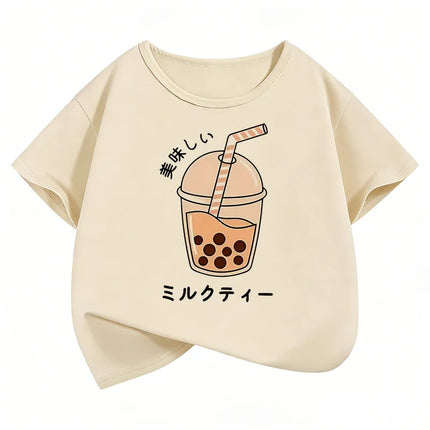 Y2K Graphic Juice Design T-Shirts Short Sleeve Kids Children's T-shirt Boys Girls Summer Spring Casual Top Tee