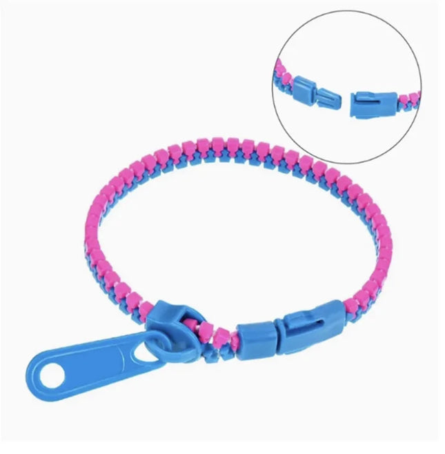 10Pcs Candy Double Color Zipper Bracelet Plastic Fun Stress Relieving Sensory Toy Party Friendship Bracelet Fashion Decoration