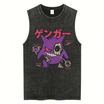 Gym Vest Man T Shirt Pokemon Print 2026 Y2k Vintage Washed Summer Sleeveless Shirt Print Streetwear Loose Casual Men's Tank Top