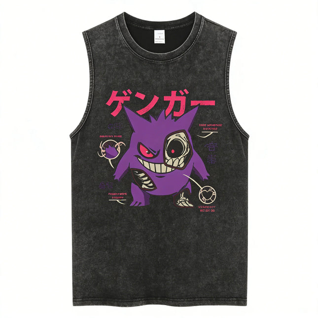 Gym Vest Man T Shirt Pokemon Print 2026 Y2k Vintage Washed Summer Sleeveless Shirt Print Streetwear Loose Casual Men's Tank Top