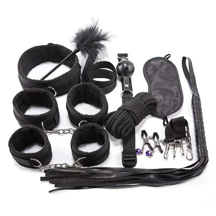 Nylon Plush Kits Sex Toys For Women Leather Mask Handcuffs Fox Tail Gag Whip Spanking Anal Plug Butt Bdsm Bondage Adult Games