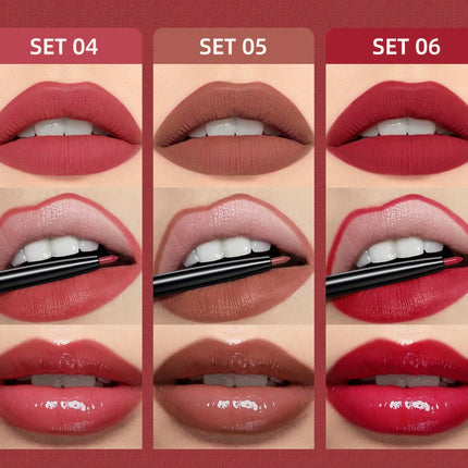 3pcs Matte Liquid Lipstick+Lip Liner Set Lip Glaze Makeup Nude Black Red Velvet Lip Gloss Long Lasting Lip Tint Cosmetics Kits