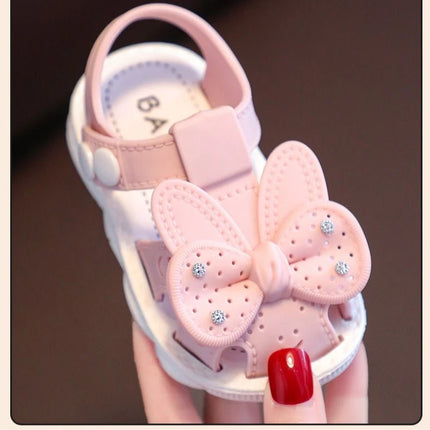 Solid Bow Children's Summer Shoes Cute PVC Beach Non Slip Sandals For Baby Girls Footwear Soft Infant Kids Fashion Sandals