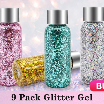 12 Colors Glitter Gel Makeup Glow in The Dark Body Glitter Gel UV Face Glitter for Women Festival Party Glitter Makeup Gel
