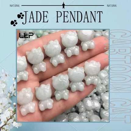 Natural A Cargo Myanmar Jade Cartoon Cat Pendant Official Website Fashion Jewelry Best-Selling Holiday Gift