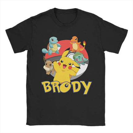 Summer New Original Pokémon Cartoon Printed T-Shirt Men's and Women's American Large Size Trend Loose Casual Short Sleeve