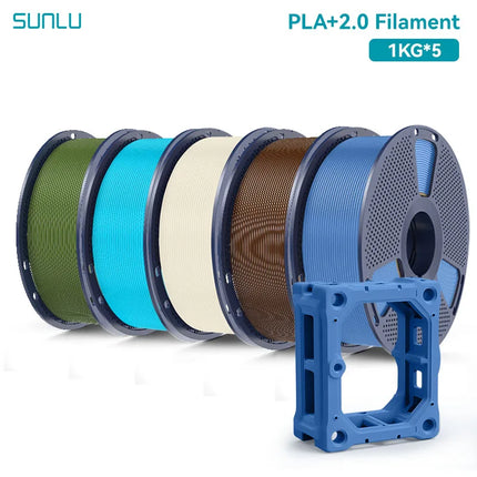 SUNLU 5KG PLA Plus 2.0 3D Printer Filament 1.75mm 1000g Spool (2.2lbs) Neatly Arranged No Knot Filament Fit Most FDM Printer