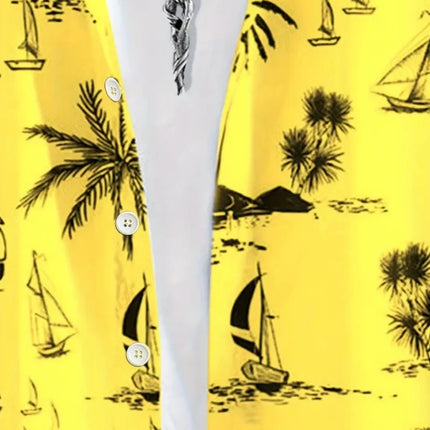 Summer Men's Shirt Coconut Tree 3D Print Casual Short Sleeve Lapel Tops Beach Casual Hawaiian Shirt Men Oversized Shirts For Men