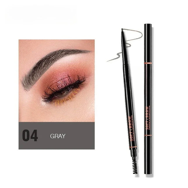 Waterproof Double-Headed Rotable Eyebrow Pen with 1.5mm Fine Refill And Eyebrow Brush for Precision Brows Makeup