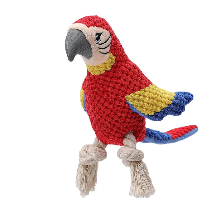 Indestructible Plush Parrot Dog Toy, Squeaky Stuffing for Small & Large Dogs, Durable Pet Supplies