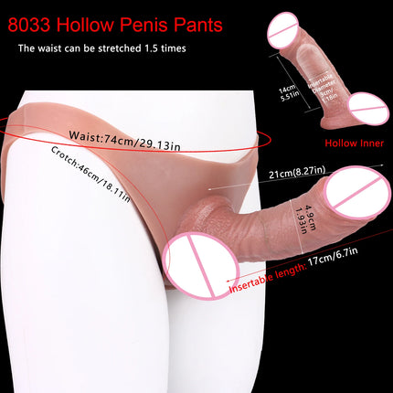 SXXY Huge Realistic Hollow Dildo Pants Silicone High Waist Penis Sleeve Panties For Men Dick Extend Strap On Condom For Couples