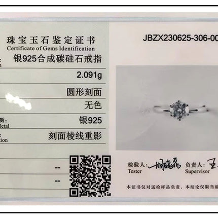 100% Real Moissanite Ring D VVS1 Pass Diamond Test Pen Adjustable Size S925 Sliver GRA Certificate Wedding Rings for Women