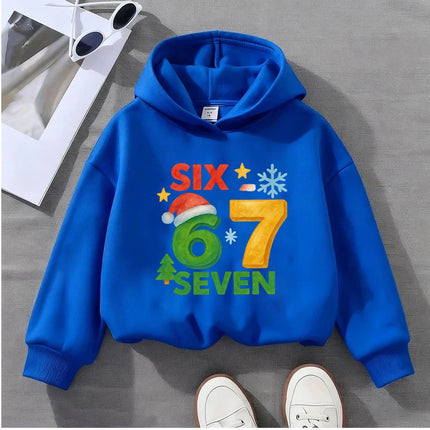 Kids Christmas Sweatshirt with 67 Number Print Santa Hat Snowflake Xmas Tree Toddler Boys Girls Holiday Pullover jumper Top