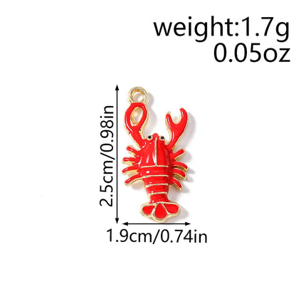 10pcs Cute Mix Marine Life Charms Enamel Starfish Lobster Crab Charms Pendants for Jewelry Making Necklaces Earrings DIY Gifts