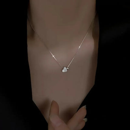 925 Sterling Silver Heart Necklace Personality Charm Geometric Shape Pendant Choker Birthday Gift for Women Exquisite Jewelry