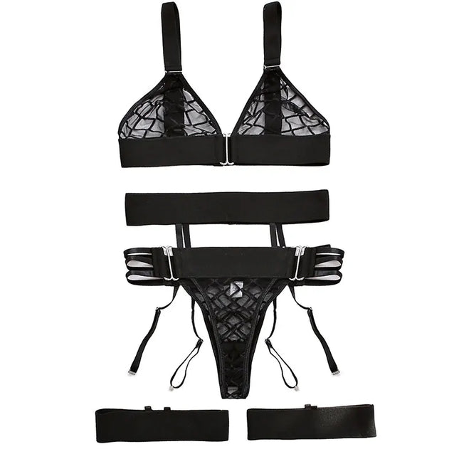 Sexy Transparent Bra and Panty Garters Lingerie Underwear Set Sexy Sling Bra Brassiere Suit Temptation Costumes for Women