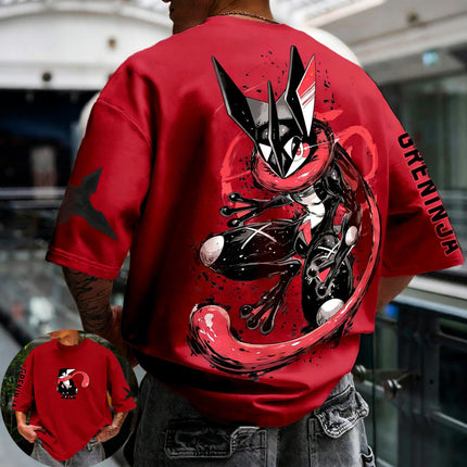 Pokémon Greninja Trendy Cool Print Short-sleeved T-shirt Harajuku Street Style Summer New Men's  Women's Tops Parent-child Tops
