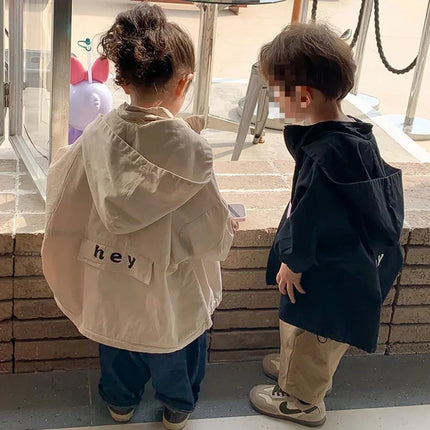 2025 New Spring Boys Girls Hooded Jacket Children Toddler Autumn Cartoon Zipper Shirt Fall Baby Boy Letters Fashion Clothing