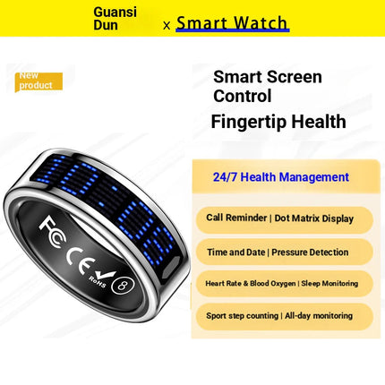 2026 Smart Ring Call ID Reminder Heart Rate Blood Pressure Monitor Men Women Smartring 5ATM Waterproof Health Multi Sports