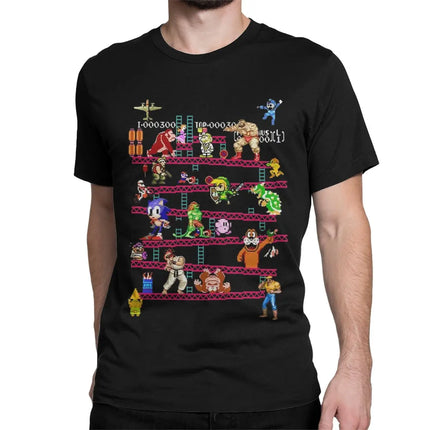 Fun Arcade Game Collage T-Shirts Men Women's Crew Neck Cotton T Shirts FC Console Game Short Sleeve Tees Plus Size Clothes