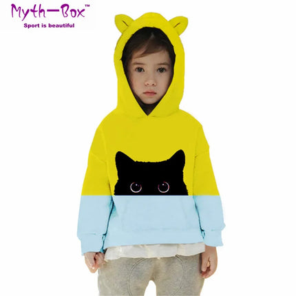 Autumn Winter Children's Hoodies Cat 3D Print Clothing Kids Sweatshirts Junior Child Tops Pullover 5-12y Boy&Girl Hooded Sweater
