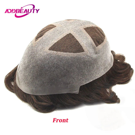 HD Lace PU Men Toupee Swiss Lace Indian Human Hair Wigs for Man 0.08-0.1cm PU Thin Skin Real Human Hairpiece Natural Hair Sytsem