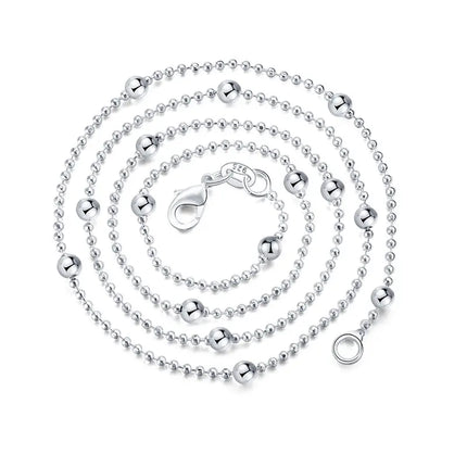 Charm 925 Sterling Silver 16-24 Inches Fine Sweater Bead Chain Women Necklace For Fashion Temperament Jewelry Party Wedding