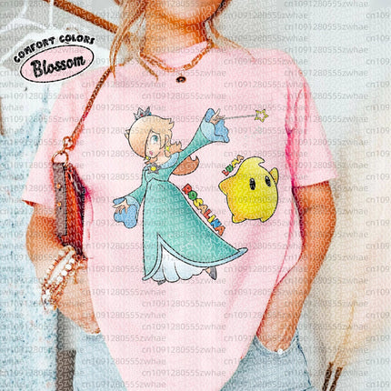 2026 Short sleeved T-shirt Mario Princess Peach Girls' T-shirt Men's and Women's T-shirt Boyfriend Gift Summer Cotton Top