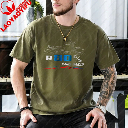 Motorcycle T-shirt for BMW R80G/S Paris Dakar 1984-1987 Fans and Riders Tees Summer Casual Short-sleeve Tees Men's Clothing