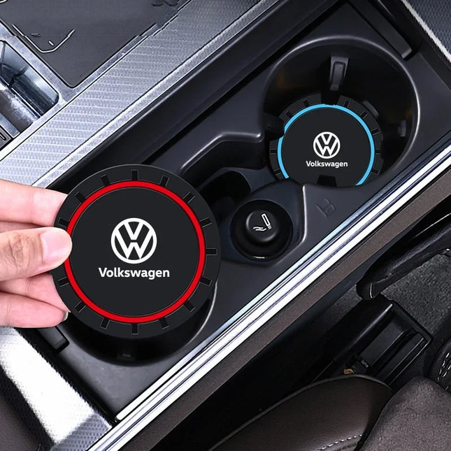 New 2pcs Car Coaster Mats Water Cup Non-slip Pads For Volkswagen GOLF 5 Tiguan Polo Golf 6 Golf 7 Jetta Accessories