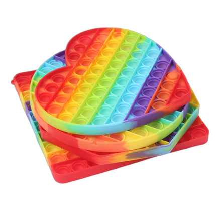Rainbow Square Round Fidget Toys Push Bubble Sensory Toys Big Size 20cm Autism Needs Squishy Stress Relief Toys Children Gifts